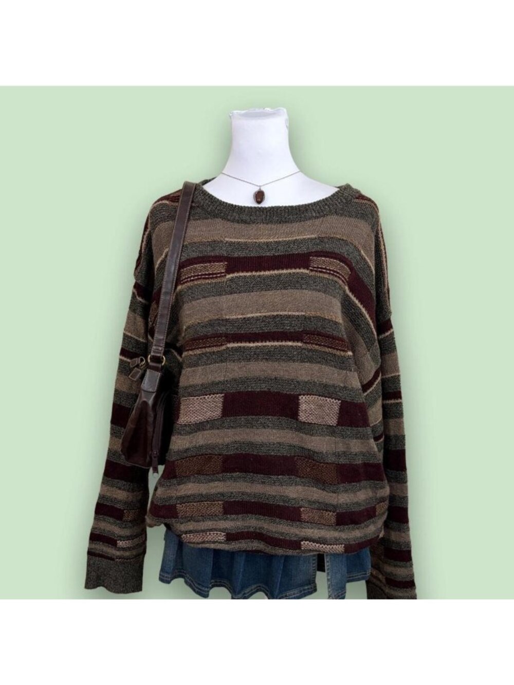 90s striped geometric indie skater sweater